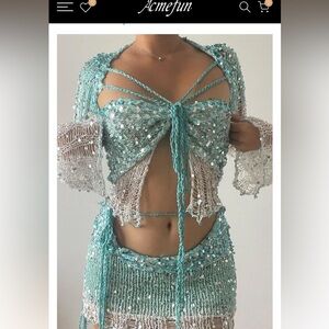 Sequin Crochet Two-Piece Set